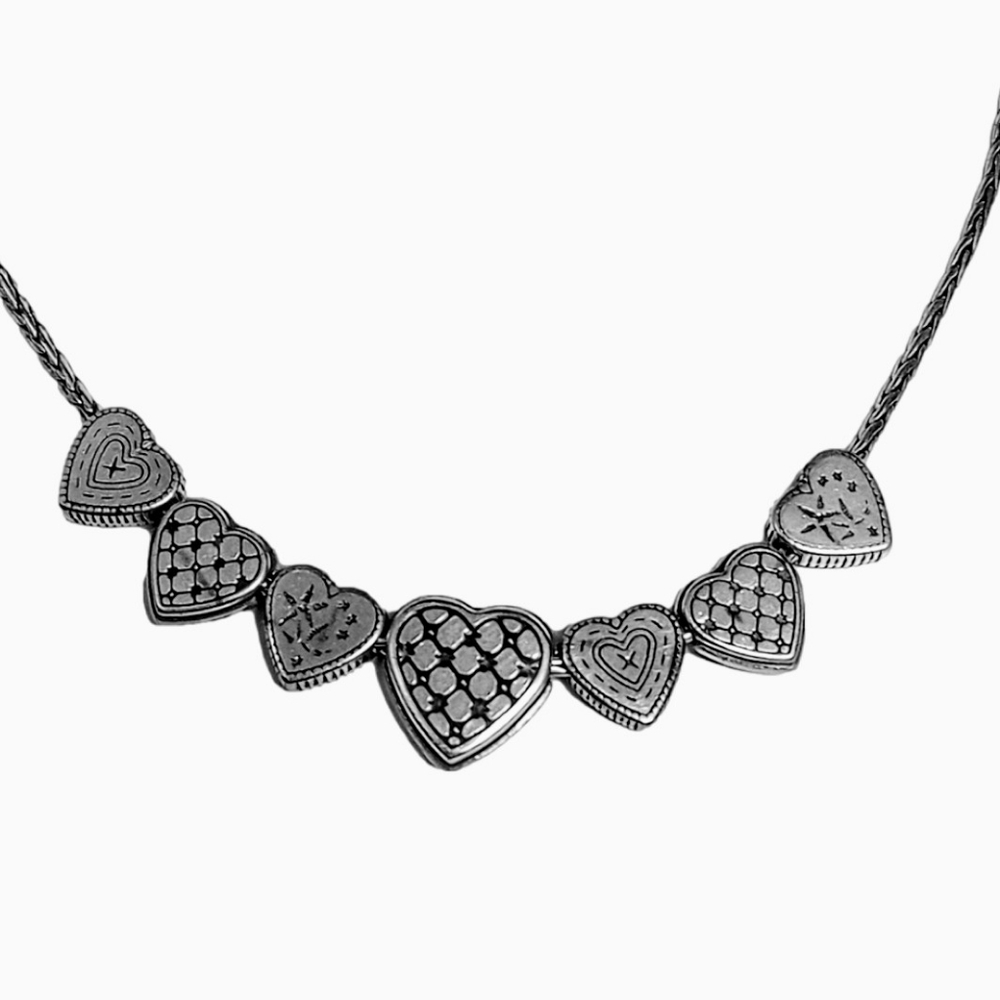 🖤 BRIGHTON SILVER PLATED TWO SIDED HEART NECKLACE - Picture 8 of 10
